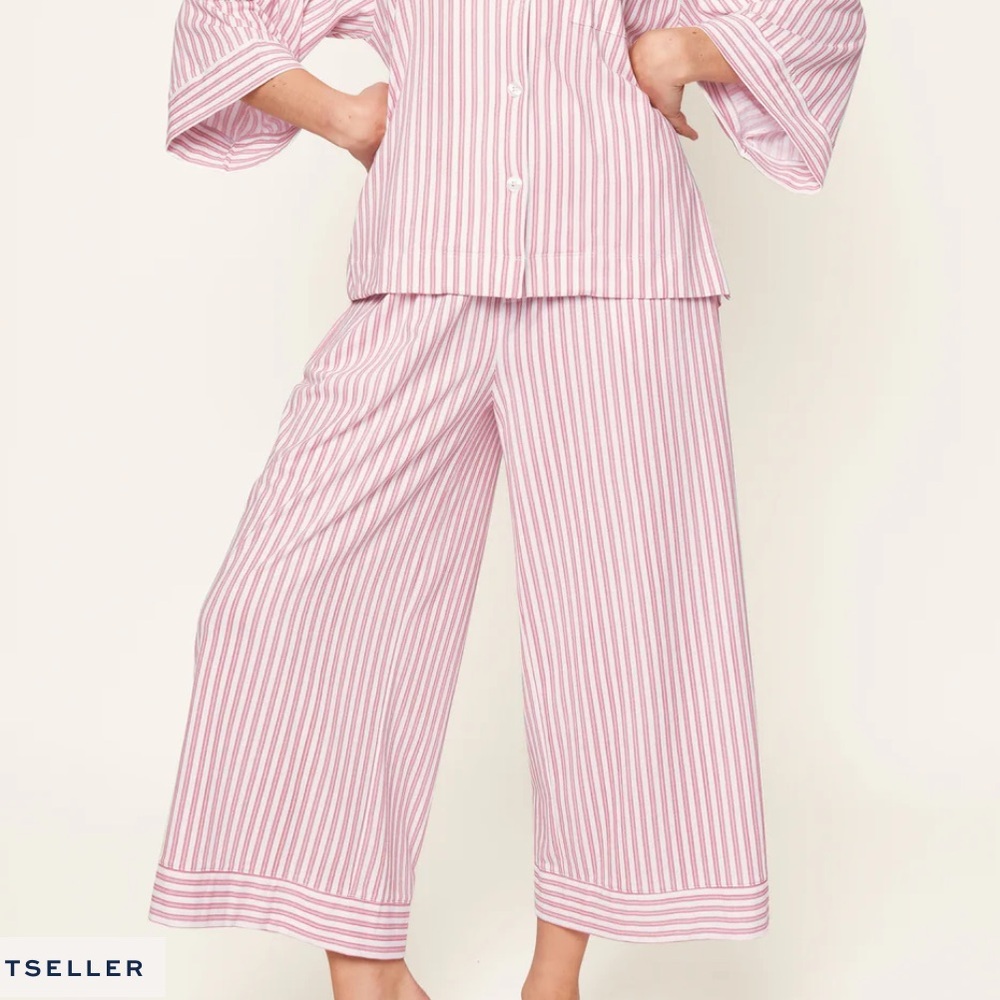 Olivia Wide Leg Pima Pajama Pants in Antique Red Ticking